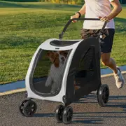 Pawz Pet Dog Stroller Pram Carrier Cat Travel Foldable 4 Wheels 50kg Capacity