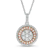 1 CT. T.W. Composite Natural Diamond Double Frame Pendant in 10K Two-Tone Gold