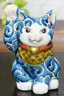 Maneki Neko Beckoning Lucky Cat Kutani Ware Right Hand Arabesque Porcelain F/S