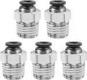 uxcell 5pcs Push to Connect Fittings 5/32" Tube OD x 1/4" NPT Thread Male Straight Union Fittings Copper Quick Connect Pneumatic Fittings for Semi Truck Trailers Air Brake System, Black