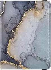 [Amooorous] Marble Grey Silver Leather decorative passport holder for travel women Vaccine Card Holder Cover Combo Card Holder Passport Case Lightweight, Marble Grey Silver, 1 size