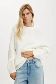[Cotton On Women] Cotton On Women - Luxe Crew Pullover - White M WHITE