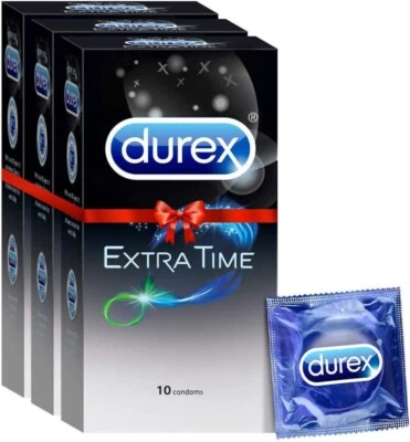 Durex Condoms - Extra Time for Extended Pleasure (10 Count Pack of 3 Total 30