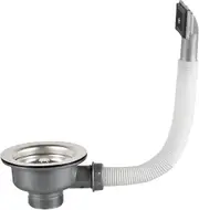 Kitchen Sink 114 mm 1" Draining Basket Strainer and Rectangular Overflow, Stainless Steel Sink Basket Strainer