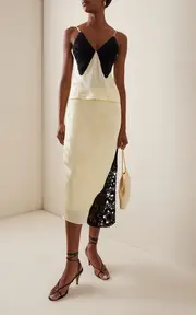 [Alejandra Alonso Rojas] Crochet-Detailed Silk Midi Skirt