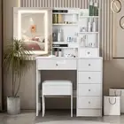 Dressing Table Large Mirror Make-up Dresser Vanity Modern Home Furniture White