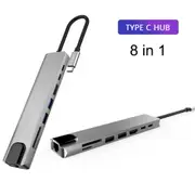 8in1 USB-C Type C HDMI Usb 3.0 Output 4K HD HUB Adapter For MacBook IPad Pro