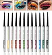 VERONNI 12 Colors Waterproof Eyeliner and Eyeshadow Set - Long-Lasting Matte Cream Stick, Retractable Pencil, High Pigment Liner - Eye Makeup Kit