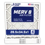 Filter King 28.5x34.5x1 Air Filter 4-PACK MERV 8 Actual Size 28.5 x 34.5 x .75"