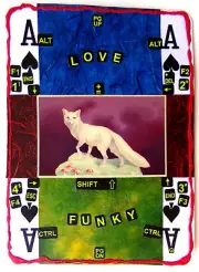 WHITE WOLF LOVE FUNKY ACE OF SPADES 1/1 Original Art Collage On 8x11" Poker Card