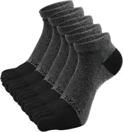 ZAKASA Mens Ankle Toe Socks Athletic Running Five Finger 8-10, Grey 5 Pairs