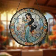 Princess Jasmine Glass Suncatcher, Disney Aladdin Suncatcher, Window Hangings
