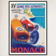 Galrie XV Grand Prix Automobile of Monaco 1957 Vintage Racing Art Poster, Black Frame, 50 x 70cm (20 x 28inch)