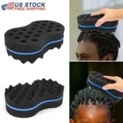 1/2x Double Side Barber Hair Brush Sponge Locking Afro Curl Twist Dreads Coil US