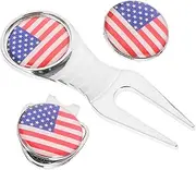 BRIGHTFUFU 1Set Divot Tool with Decorative Hat Clip Ball Marker Portable Golfing Accessory for Outdoor Sports Lightweight Durable Design for Golf Enthusiasts