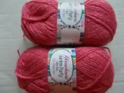 Herrschners Garden Party 2-ply Afghan yarn, Camelia, lot of 2 (220 yds ea)