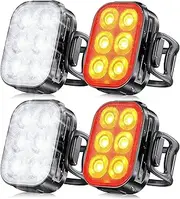 Bike Lights Ultra Slim, USB Rechargeable Bike Lights for Night Riding, Waterproof IP65 Bicycle Light, 4+6 Modes Bike Headlight and Tail Light Set,1.5 Hrs Fast Charging, Easy to Install