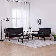 VRAXO Sofa Set 2 Piece Black Faux Leather -41.15KG,278396