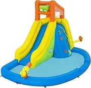 H2O GO Mega Water Park - Mount Splashblast - 14'3" x 9'5" x 8'9", Inflatable Outdoor Activity Splash Pool, Climbing Wall-Slide-Dump Bucket, Kids 5+