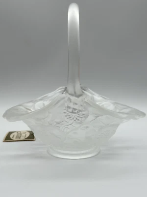 Vintage Fenton Frosted Glass Water Lily Basket