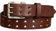 Brown Smooth Edge Double Prong Holey Bull Bullhide Dress or Casual Belt Quality