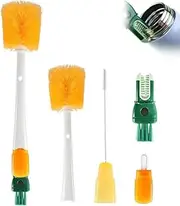 Multifunctional Cleaning Brush, Bottle Brush, 5-in-1 Detachable Bottle Brush Cleaner, Water Bottle Brushes for Stanley Cup, Neck Bottle, Sport Bottle, Straws, Cup Cover, Tumbler (Orange)
