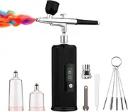 Eacam Portable Airbrush Kit with Compressor Handheld Cordless Air Brush Pen with LCD Screen Dual-Action 3-Level Adjustable Pressure Built-in Battery for Painting Model Coloring Nail Art Makeup
