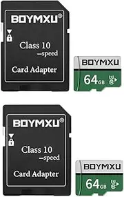 BOYMXU TF Memory Card 64GB 2 Pack, TF Card with Adapter,High Speed Memory Card Class 10 TF Card Memory Card for Phone Camera Computer-2 Pack