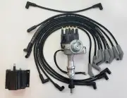 FORD 351W SMALL CAP HEI DISTRIBUTOR + 8.5mm BLACK SPARK PLUG WIRES + 50K COIL