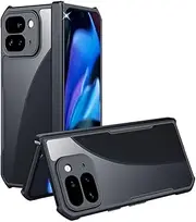 [TECHGEAR] Tough Case for Pixel 9 Pro Fold [Fusion Armour] Premium Hybrid Tough Rugged Protective Bumper Case Heavy Duty Protection with Clear Back Designed For Google Pixel 9 Pro Fold - Black
