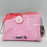 在飛比找蝦皮購物優惠-animob 粉虹色 日本奇尾貓 零錢包 小物包 前端可分票