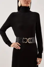 Leather Stretch Wide Waist Belt