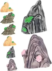 Kisangel Realistic Miniature Resin Rockery 8pcs Micro Landscape Ornaments for Fish Tank Bonsai Home Office Decor