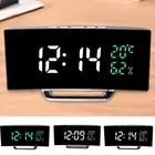 1pcCurved Screen Digital Alarm Clock Temperature Humidity Display Bedroom 3Color
