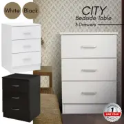 Bedside Table Nightstand 3 Drawers Side End Table Cabinet Storage Priceworth