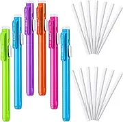 36 Pieces Eraser Pen, Include 6 Pieces Colorful Pen and 30 Pieces Eraser Pen Refills, Pencil Eraser Click Eraser Refill Retractable Pen Mechanical Eraser Art Eraser for School Office Painting Writing