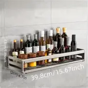 Aluminum Wall-Mounted Spice Rack Multifunctional Item Shelf Kitchen Tools Hooks