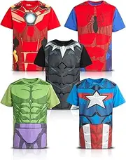 [Marvel] Avengers Boys’ 5 Pack T-Shirts – Spider-Man, Hulk, Captain America, Iron Man, Thor (2T-20)
