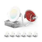 Amico 6 Pack 4 Inch Fire Rated LED Recessed Light with Junction Box, 2 Hour F...