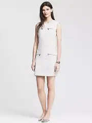 NWT Banana Republic Spacedye Ponte Zip Dress, Gray Heather SIZE 8P 8 P #545477