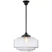Black Pendants Lights Brunswick 35cm Clear Glassware Retro Lighting Art Deco Period