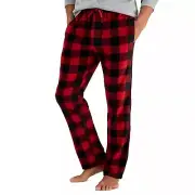 Hanes Men's Microfleece Plaid Sleep Pants - Red Buffalo