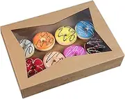 SOROO 15-PACK Brown Pastry Bakery Box 16x11x2.75inch,Large Donuts,Muffins,Cookies Boxes with Window Auto-Pop up Paper Box Nature Cardboard Take Out Container,Hold 12 Donuts,Pack of 15