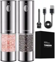 Upgraded Larger Capacity Electric Salt and Pepper Grinder Set Silver