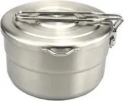 Folpus Camping Pan Pot Camping Cookware Stable Large Capacity Food Storage Bento Pot with Lid and Folding Handle for Adults Outdoor