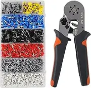 Ferrule Crimping Tool Kit, QCCAN AWG23-7(0.25-10mm²) Self-adjustable Ratchet Wire Crimping Tool Kit Crimper Plier Set with 2000PCS Wire Terminals Crimping Connectors Wire End Ferrules