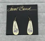 NWT Vintage Laurel Burch Gold Purple "Wild Anthurium" Dangle Earrings