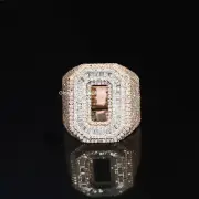Hip Hop Round & Baguette Cut VVs Moissanite 925 Silver Iced Out 0 Shape Ring