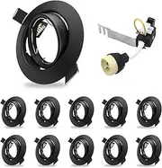 HiBay 10x Black LED Downlight Ceiling GU10 Recessed Spotlights Lights Tilt Down Light Fittings Round 240V for Bedroom Kitchen, Bulbs not Included
