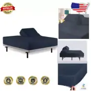 Deep Pocket Navy Blue Split King Fitted Sheet for Adjustable Beds - 34" Split